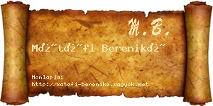 Mátéfi Bereniké névjegykártya